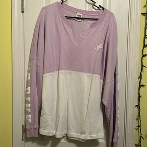 Pink “Love Pink” light purple and white sweatshirts